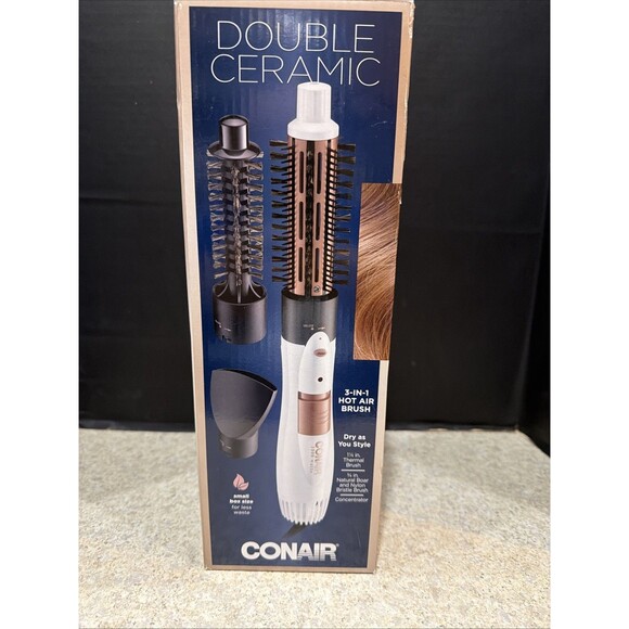 Conair Other - CONAIR Double Ceramic 3-in-1 Hot Air Brush Dry as You Style White Hair Style